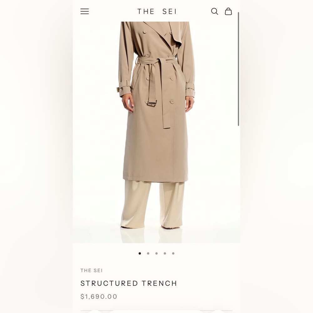 The SeI - 1690$ Beige Trench Coat with Belt - Picture 2 of 8